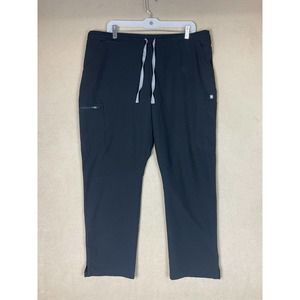 Figs‎ Scrub Pants Adult Extra Large Black Yola Skinny Drawstring Pockets Womens